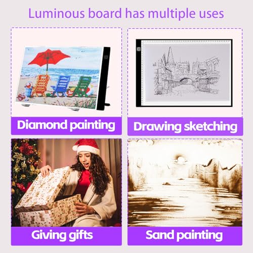 DNSGOOR 247 Pieces All Inclusive Diamond Painting Accessories Kit A2 LED Diamond Painting Light Plates Diamond Painting Sealing Storage Box 5D Painting Tools for