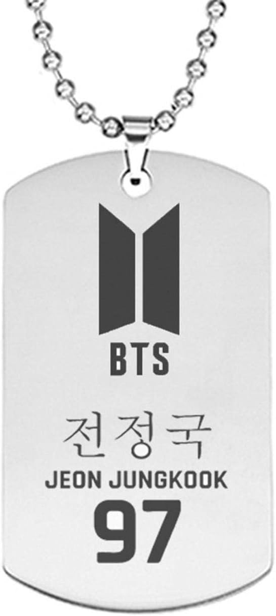 dryujdytru Cost-Effective Kpop BTS Bangtan Boys Same Paragraph Necklace Stainless Steel Letter Logo Pendant Chain Necklace Necklace Fashion Jewelry (JEON Jungkook)
