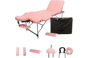 Angel Canada 3-Section Aluminum Frame 84 Inch Portable Massage Table with Bolster Pillow, Adjustable Face Cradle and Arm Rest