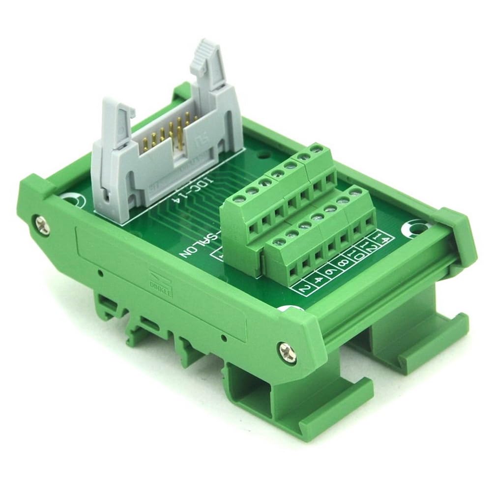 Electronics-Salon IDC-14 DIN Rail Mounted Interface Module, Breakout Board, Terminal Block.