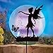 Collections Etc Solar Fairy Silhouette Garden Decor Yard Stake with Light-Up Moon - Outdoor Use with Acrylic, Metal & Plastic Materials, Black