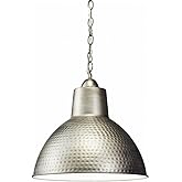 Bailey Street Home 1 Light Contemporary Hammered Metal Shade Pendant Light, Antique Pewter