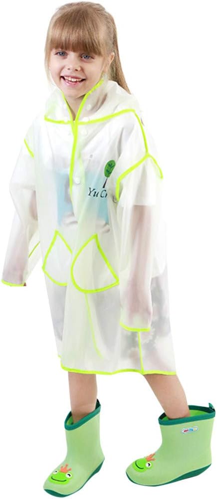 Kids Raincoat Clear Rain Jacket Waterproof Rain Poncho with Hoods for Baby Girls Boy