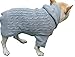 Lanyarco Grey Dog Classic Cable Pet Sweater Hoodie for Dogs, XXX-Large (XXXL) Size