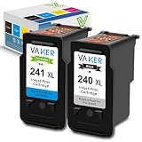 VAKER Remanufactured Ink Cartridge Replacement for Canon PG-240XL 240 XL CL-241XL 241 XL Compatible with Canon PIXMA MG3620 MX472 MX452 MG2220 MG3220 MG3520 MG3522 MX392 MX432 (1 Black, 1 Tri-Color)