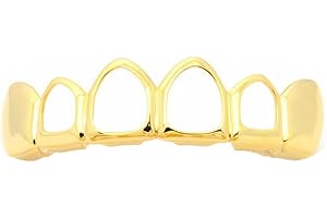 JINAO New Custom Fit 18K Gold Plated Vampire Four Open Face Gold Grillz Set