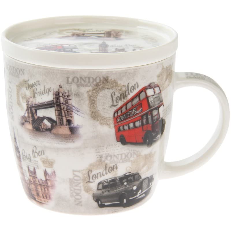 lesser and pavey Ceramic Mug with Coaster | Vintage London Design | 1 Piece - 10 oz