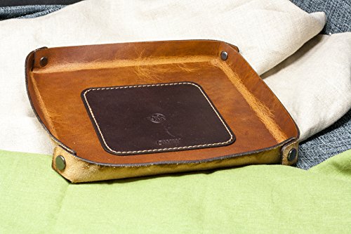 Leather Valet Tray - Full Grain Horween Leather / Desk Organizer / Design Tray / Horween Bi-color - Thumbnail 2