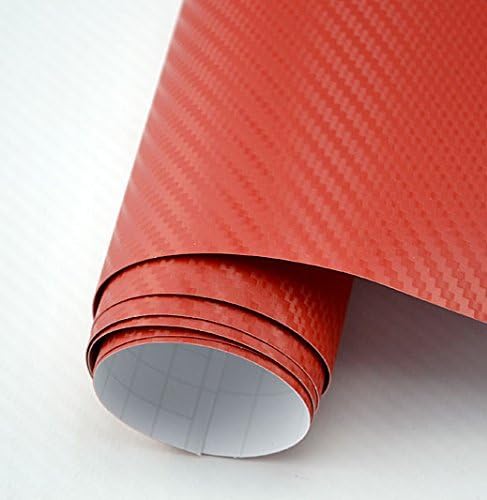 Indiashopers 3D Bon Fiber Twill-Weave Matte Design Decal Wrap Vinyl Film (2 X 3 Feet) - Red
