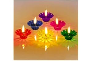 CRAFTS'MAN Craftsman 12 Pc Reflective Floating Diwali Diya Deepawali Oil Lamp/Welcome Traditional Diyas with Wax Coated Wicks Batti.