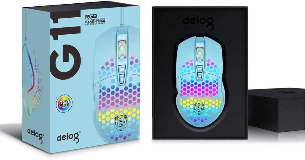Lightweight Gaming Mouse, Wired USB PC Gaming Mice with Ultralight Honeycomb Shell, RGB Chroma LED Light, 6400 DPI Adjustable, Pixart 3325, Programmable 7 Buttons Mouse for Windows 7/8/10/XP: Computers & Accessories