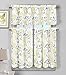 3 Piece Sheer Window Curtain Set: Floral Vine Design, 2 Tiers, 1 Valance (Yellow)