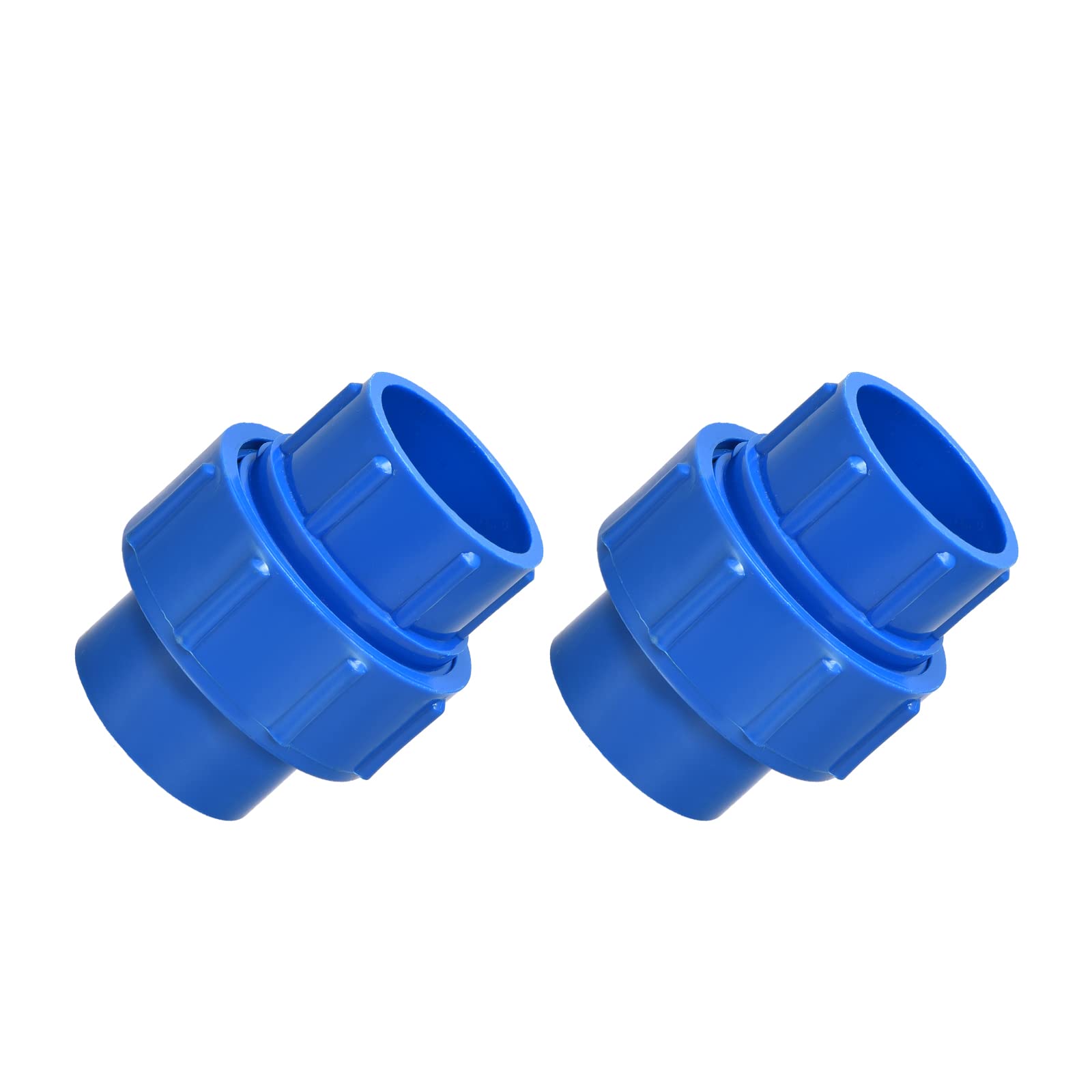 METALLIXITY PVC Union Socket, (1-1/4 Inch) 2Pcs, PVC Pipe Fitting Coupling Adapter - for Water Supplies Build, DIY, Garden Shelf Greenhouse, Blue