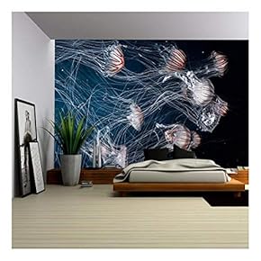Jellyfish Under The Deep Ocean - Removable Wall Mural | Self-Adhesive Large Wallpaper - 66x96 inches