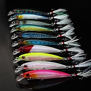 Origlam Lot De 10 Leurres De Pêches Artificielles En Plastique à Aspect Réaliste Pour Pêche Au Bar