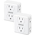 LENCENT 2 to 3 Prong Outlet Adapter, 2 Pack 2 Prong Power Strip, 6 Widely Spaced Outlets Extender, 3-Sided Wall Plug Splitter, 1875W Max, Compact Wall tap for Non-Grounded Outlets in Old House Hotel