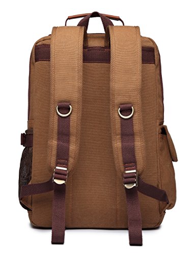 BEFAiR Unisex Middle Student Backpack Vintage Canvas Rucksack Travel Hiking Daypack Coffee