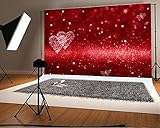 Laeacco 7x5FT Vinyl Backdrop Red Glitter Background Photography Red Hearts Space Love Theme Shiny Sparkling Bokeh Effect Backdrop Valentine's Day Blackboard Photo Backdrop Studio Prop