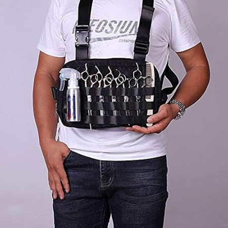 Friseur Gurtel Tasche Big Capacity Friseur Front Brust Schere Tasche Grosser Stauraum Haar Kamm Scherhalter Fall Doppel Schultergurtel Fur Friseur Schere Haarkamme Amazon De Sport Freizeit