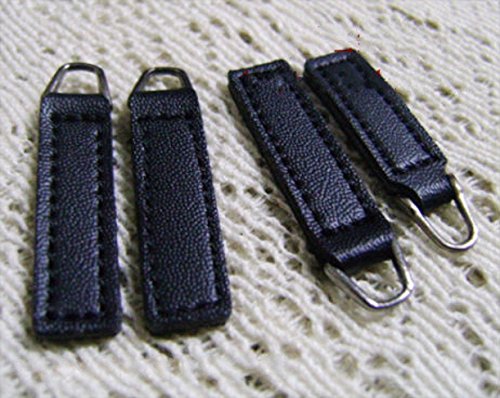 CHENGYIDA 10- PACK Replacement PU Leather Zipper Pull Tabs 10X35mm for Boot/Jacket/Bag/Purse (BLACK)