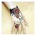 Handmade Gothic Lolita Retro Lace Slave Bracelet Ring Wedding Wristband Orange Crystal Beads