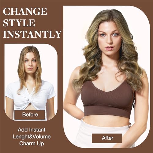 GOO GOO Extensiones Adhesivas Pelo Natural, 40cm 90g 7pcs, Extensiones de cabello humano Natural auténtico, 3/8/613 Marrón Nogal a Castaño Ceniza y Rubio Blanquecino