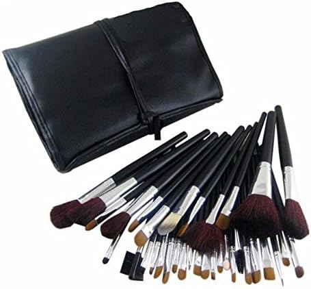 Complete 34 piece/set Studio Pro Makeup Foundation Powder Brush Make Up Cosmetic Brush Kit with Leather Case - For Eye Shadow, Blush, Concealer, Etc