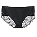 LIQQY Women's 4 Pack Cotton Lace Coverage Seamless Brief Panty Underwear Mid-Waisted Underpants (Black, Medium)