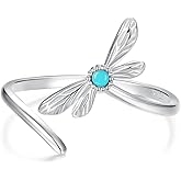 Shysnow Sterling Silver 925 Four Leaf Clover Ring St Patricks Day Gifts Bee Dragonfly Butterfly Animal Open Adjustable Ring Flower Jewelry for Women