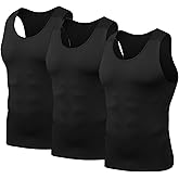 HYCOPROT 3 Pack Men's Athletic Compression Shirt Sleeveless Muscle Dry Fit Workout Tank Top for Running Training