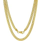 SHOP WGS Italian 10K Real Yellow Gold Cuban Link Curb Chain Necklace for Men & Women Diamond Cut with Lobster Claw Clasp 10K Gold Chain Jewelry (2mm - 3.5MM)