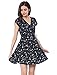 Allegra K Women's Boho Crossover V Neck Petal Sleeves Belted Floral Flowy Dress Large Blue