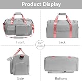 flintronic Travel Duffel Bag Foldable Gym Bag Wet Dry Separation Grey Pink view 6