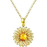 QMTIHU S925 Sterling Silver Sunflower Necklace for Women 18K Gold Plated Sunflower Necklace Jewelry Gift for Women Mother Her