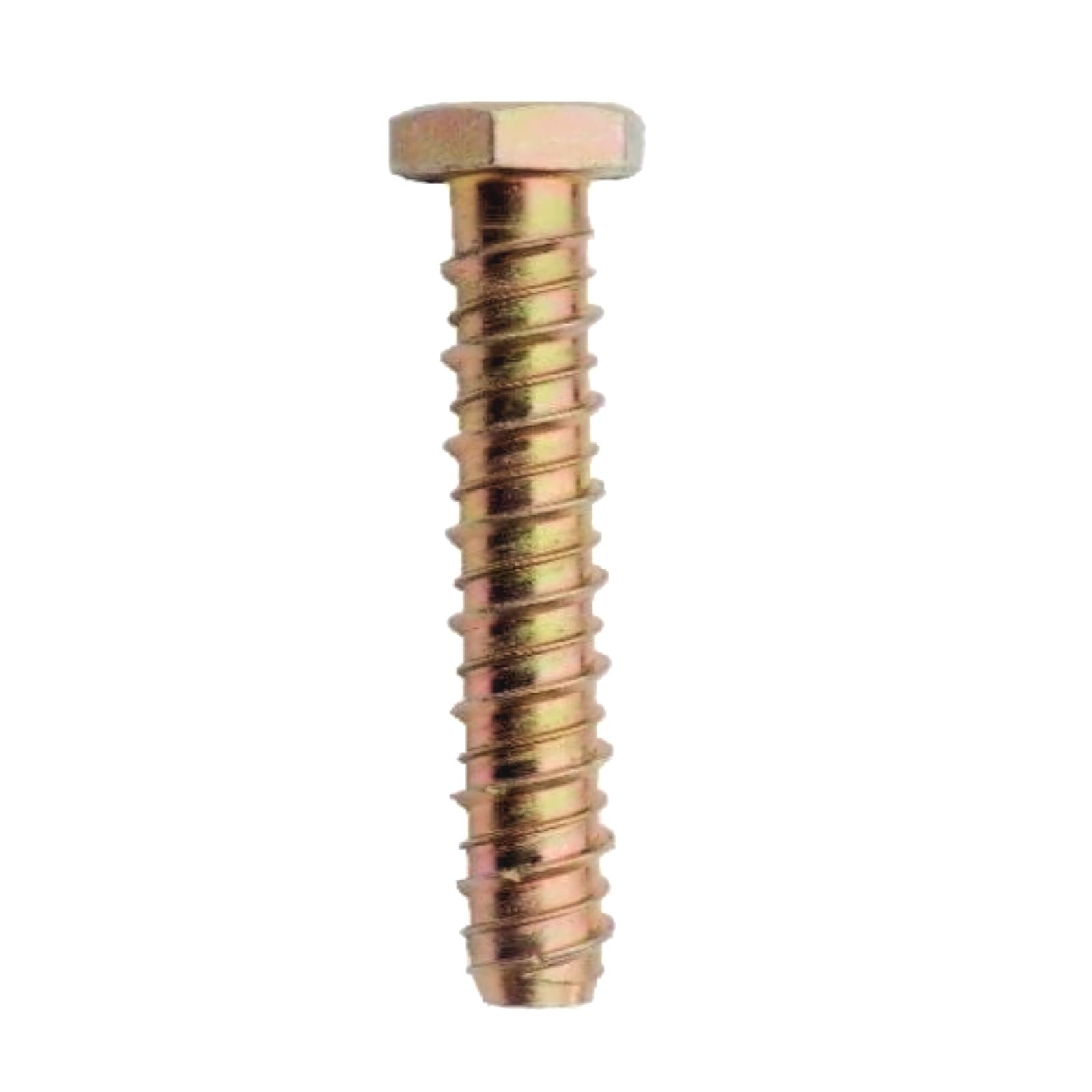 M12 (12mm) MultiScrew Masonry Concrete Self Tapping Anchor Screw Bolts with Hexagonal Head Hex Lightning Thunderbolt Ankerbolt Yellow Zinc Plated (8, M12 x 100mm) — image 1