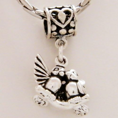 Lovebirds Valentine Sterling Silver Dangle Charm