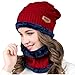 Yvechus 3 in 1 Winter Beanie Hat Scarf and Gloves Set Warm Knit Hat Thick Fleece Lined for Women (In Vogue Wine Red)