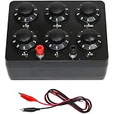 High Precision Decade Resistance Box 0-100K&Omega; (0.1&Omega; Step) - 6-Range Lab-Grade Resistor for Electronics Testing/Education/Industrial Use, Includes Red/Black Alligator Clips