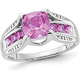 Gem And Harmony 2.76 Carat (ctw) Lab-Created Pink Sapphire Ring in Sterling Silver