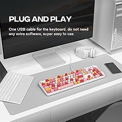 Atelus Computer Keyboard Wired, Plug Play USB