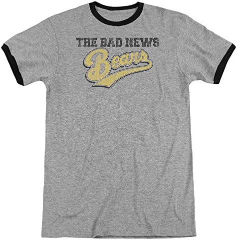 Bad News Bears Logo Mens Adult Ringer Shirt HEATHER/BLACK 2X