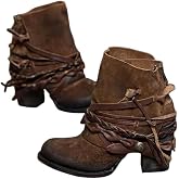 TXLKGQW Women's Suede Ankle Boots Chunky Heel Ankle Booties Back Zipper Vintage Western Boots for Ladies - Bohemian, Casual, Formal Outfits