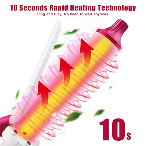 Efflemour Infrared Ionic Curling Iron 1.25 Inch with 6 Heat Settings, Variable Frequency Thermostatic Tech, Dual-Voltage Anti-Scald Hair Curler (110-240V, 280F-450F)