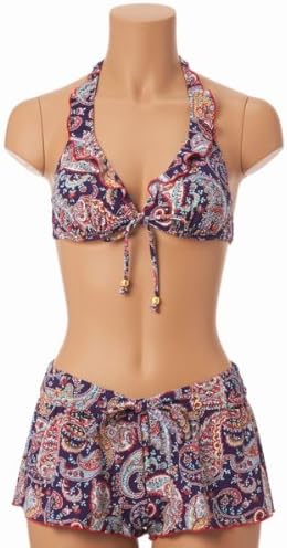 Amazon Ai 水着 水着 ペイズリー柄パンツセット ネイビー 9 M ビキニ セパレーツ 通販