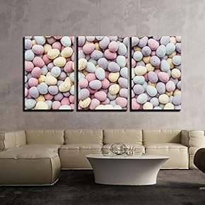 3 Piece Canvas Wall Art - Colorful Easter Eggs - Modern Home Art Stretched and Framed Ready to Hang - 16"x24"x3 Panels