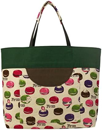 Hana Butai Women's Tote Bag Cotton Handbag Handmade Totes Macaron Pattern, Japan Import