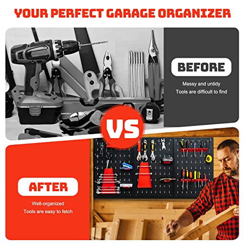 Goplus Pegboard Wall Organizer, 4ft Metal Garage Pegboard Tool