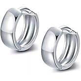 Wide Cuff Tiny Hoop Earrings for Women Men Cartilage Real Sterling Silver Dainty Small Mini Huggie Hinged Sleeper Hoops Hypoallergenic Gifts Fashion Jewelry Gifts 5 Sizes