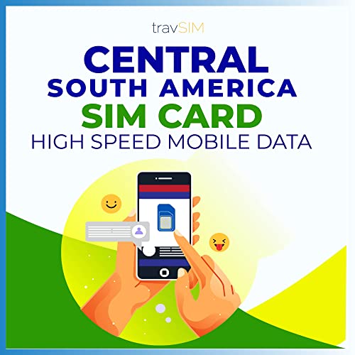 travSIM Central South America SIM Card for Valid 30 Days | 12GB Mobile Data | Colombia Brazil Nicaragua Panama Costa Rica Peru El Salvador Chile Guatemala Uruguay SIM Card
