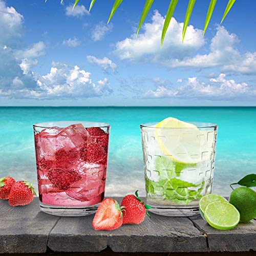 Emenest Clear Drinking Glasses (Set of 4 12.5oz) | Real Glassware with Heavy Base | 4 Double Old Fashioned Drinkware Tumbler Set For Water, Whiskey, Cocktails | Best Kitchen Gift - Thumbnail 4